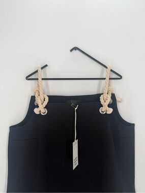 Cos Chunky Rope Nautical Shoulder Strap Straight Cut Boxy Mini Dark Navy Dress